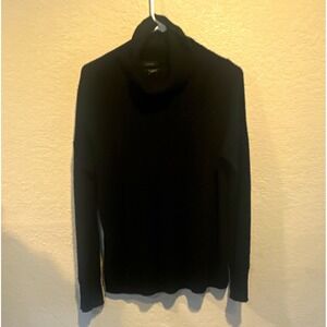 Halogen 100% Cashmere Black Turtleneck Rib Knit Pullover Sweater Women's M